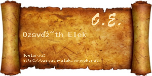Ozsváth Elek névjegykártya